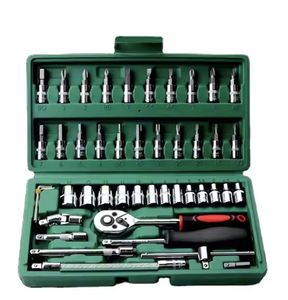 Kit d'outils de réparation automobile 53 pièces en acier au carbone et acier inoxydable finition chromée avec clé dynamométrique à cliquet, garantie 1 an - Product Image 1
