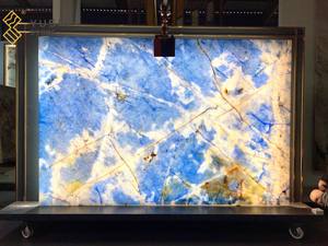 Mármol Azul Zafiro Translúcido Moderno YUSHI, Piedra Italiana de Lujo Retroiluminada para Aplicaciones en Hoteles y Villas - Product Image 4