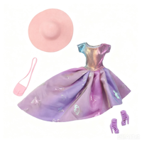 Nouveauté, poupée en peluche faite à la main à l'échelle 1/6, ensemble de robes de mode pour filles avec chapeau rond rose et sac