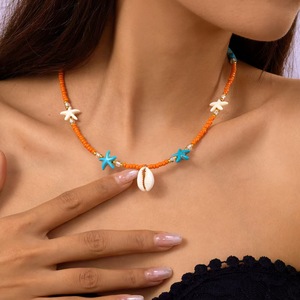 Pendentif étoile de mer polyvalent, petites perles, collier de perles, collier de coquillages, chaîne de cou courte style bohème plage pour <span class=keywords><strong>femme</strong></span> - Product Image 3