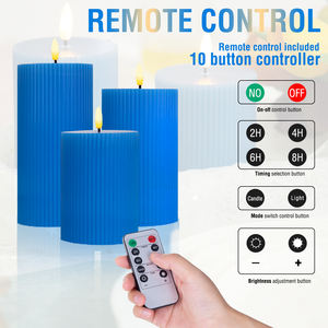 Venta al por mayor 3D mecha con pilas control remoto rayas verticales nuevas velas Led sin llama vela Led azul - Product Image 5