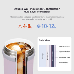 500ml Stainless Steel Porcelain Liner Thermal Mug Vacuum <b>Flask</b> Sports <b>Drink</b> Bottle with Hand Grip 4-6hrs <b>Hot</b> 8-10hrs Cold - Product Image 4