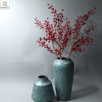 Penjualan Laris 72CM Ranting Holly Berry Buatan 9 Cabang dengan Buah Berry Merah dari Busa untuk Dekorasi Natal.