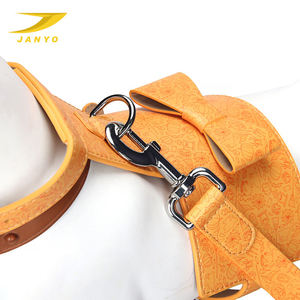 Collar, Arnés y Correa para <span class=keywords><strong>Perro</strong></span> de Cuero PU con Estampado Floral Vintage, Ajustable, con Anillo en D de Metal, Logotipo Personalizado, Kit para Pasear Mascotas, Venta al Por Mayor OEM - Product Image 2
