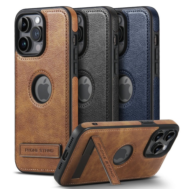 Business Style Leather Phone Case for Iphone Case with Holder Mobile Phone Cover for Iphone 16 15 14 13 12 Pro Max