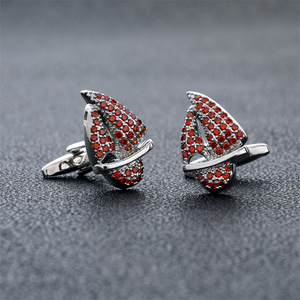 男性用ハイエンドマルチカラージルコンカフスボタン真鍮結婚式婚約パーティーアニバーサリー & ギフトアイテム-セーリングをテーマに - Product Image 2