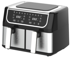 Vendita calda nuovi elettrodomestici da cucina rivestimento antiaderente doppio cestello <span class=keywords><strong>friggitrice</strong></span> 8 <span class=keywords><strong>litri</strong></span> doppia zona <span class=keywords><strong>2</strong></span> cestello a vapore <span class=keywords><strong>friggitrice</strong></span> ad aria - Product Image 4