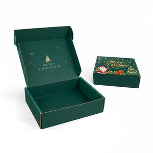 Boîte d'expédition en carton ondulé personnalisée pour Noël, imprimée en couleur avec Père Noël et sapin, pour le Mahjong des fêtes - Product Image 4