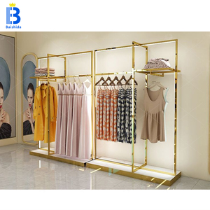 Estante de ropa de Boutique De Oro Ecológico portátil moderno Estantes de exhibición de diseño interior de tienda minorista bonita - Product Image 4