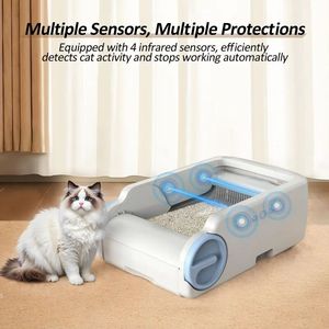 Elecpet Oem Smart App Control Self-Cleaning Automatic Open-Top Cat <span class=keywords><strong>Litter</strong></span> <span class=keywords><strong>Box</strong></span> com sensores de segurança duplos e sistema livre de odores - Product Image 2