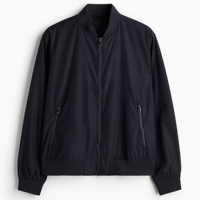 Blouson aviateur à col montant côtelé léger et classique pour homme