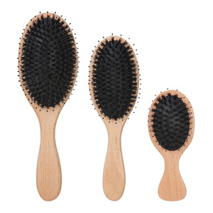 Beechwood Boar Bristle <b>Cushion</b> Comb Large Hair Styling Smoothing Massage Brush For Home Use - Product Image 5