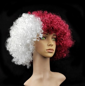 Pas cher Clown Cheveux Perruque Lumineux Football Fan Perruque <span class=keywords><strong>Afro</strong></span> Perruque Coiffe Clown Costume pour Performance Festival Bar Carnaval Mascarade - Product Image 1