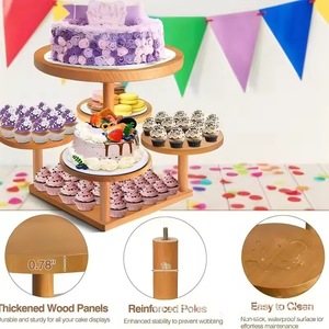 ชั้นวางขนมหวานไม้หลายชั้น 3 ชั้น สำหรับจัดแสดงเค้กในงานปาร์ตี้ - Product Image 1