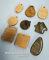 Porte-clés RFID en bois avec revêtement époxy personnalisé, 125 kHz, pour contrôle d'accès