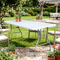 Table pliante en plastique HDPE et fer blanc de 6 pieds pour mariage, fête, événement, moderne, imperméable, pour l'extérieur