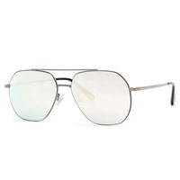 Lunettes de soleil carrées personnalisables en métal rose pour hommes Lunettes de conduite promotionnelles à double pont polarisées en or UV400 Pilote pour femmes