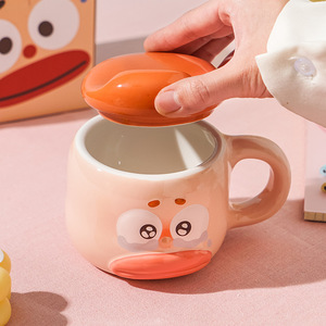 Ceramic Mug With Lid Cartoon Design Cute Coffee <b>Cup</b> For Gift <b>Set</b> Two Piece - Product Image 2