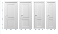 Portes intérieures pré-montées en bois, style américain, à âme creuse, apprêt blanches, HDF, 6 panneaux moulés