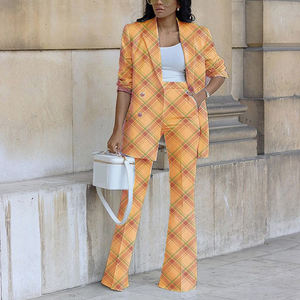 Spot Explosion New Solid Color Casual Double Breasted Wide Leg Pants Women's Suit Two Piece <b>Set</b> Fashion - Product Image 3