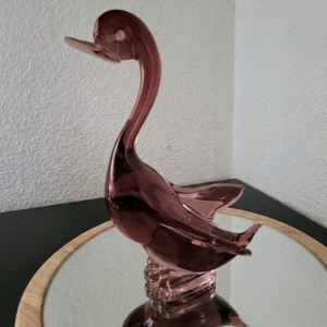 Figurine de canard en verre soufflé orange, thème animal, artisanat décoratif, pièce d'art faite à la main en verre soufflé - Product Image 2