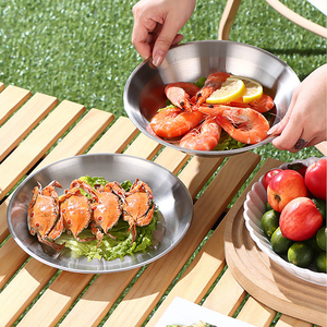 4 PCS 201 Edelstahl Outdoor Dining Set Kreis Tabletts & Untertassen Schalen Geschirr & Teller - Product Image 4