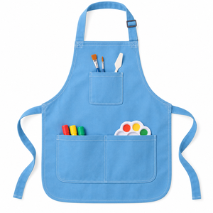Delantal de Pintura Azul Cielo para Niños con Correa Ajustable para el Cuello y Bolsillos Delanteros para Arte y Manualidades Escolares - Product Image 1