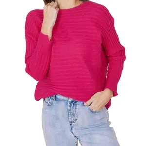 OEM 맞춤형 도매 여성 크립넥 긴 소매 혼합 스웨터