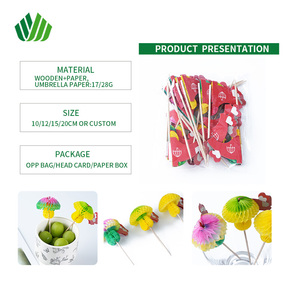 Palillos de frutas desechables en forma de seta, decoraciones para pasteles, palillos de bambú para cóctel - Product Image 2