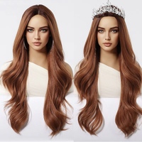 <strong>Best</strong>-<strong>selling</strong> Foreign Trade Style: Middle-parted Long Wavy Curly Hair <strong>Wig</strong> in Dirty Orange Color, Full Head Style.