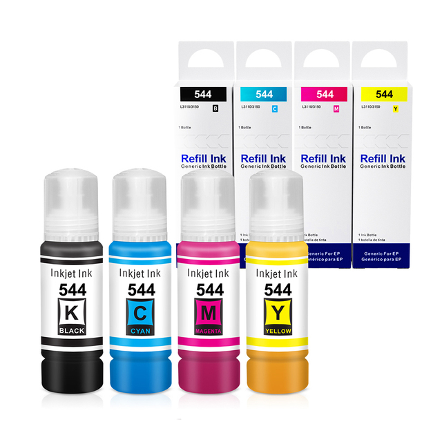 Topjet T544 544 Color Bulk Water Based Refill Bottle Tinta Ink Premium Compatible for Epson L3110 L3150 L3250 Printer Low Price