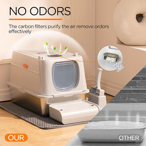 OEM/ODM Geruchshemmende Edelstahl-Katzentoilette mit Deckel XL, Leicht zu Reinigende, Geschlossene und Abnehmbare Metall-Katzentoilette mit Streuschaufel - Product Image 6