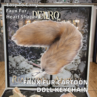 Porte-clés en peluche de dessin animé, imitation fourrure de loup, renard, raton laveur, pendentif en fausse fourrure, porte-clés en peluche pour sacs d'école