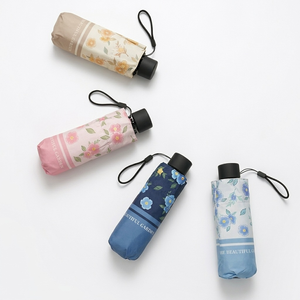 Paraguas <span class=keywords><strong>Plegable</strong></span> de Tres Pliegues con Recubrimiento Negro y Estampado Floral, con Protección UPF50, <span class=keywords><strong>para</strong></span> Mujer, Viajes, Venta al por Mayor, Regalo <span class=keywords><strong>para</strong></span> Boutique, con Logotipo Personalizado - Product Image 5