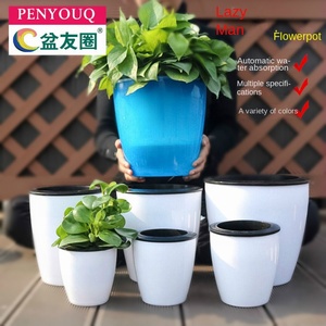 <span class=keywords><strong>Maceta</strong></span> hidropónica de resina verde grande al por mayor directa de fábrica, diseño moderno creativo, lavabo perezoso absorbente automático para jardín - Product Image 2