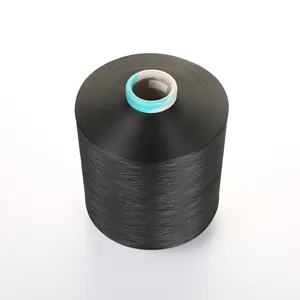 Düşük fiyat 100/36/1 renkli Dope boyalı siyah bakire Polyester filament iplik örme ve dokuma için