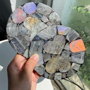 Sous-verres en labradorite naturelle en gros, forme ronde, artisanat en cristal, technique de polissage pour la décoration intérieure Feng Shui - Product Image 1