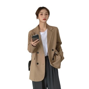 Khaki Blazer For Women Autumn Spring 2025 Casual Elegant Solid Color Design - Product Image 5