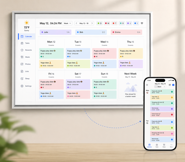 Smart WiFi Digital Calendar Display 10.1", Family Organizer & Shared Planner, Touchscreen with Cloud Sync