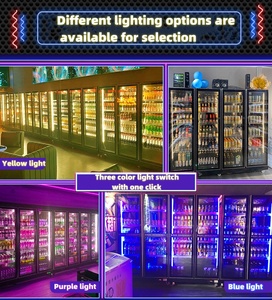 4 cửa 1700l từ xa loại <span class=keywords><strong>Showcase</strong></span> 5 lớp kích thước đầy đủ tủ với ánh sáng LED kính hiển thị Máy làm lạnh đồ uống đồ uống cửa hàng sử dụng - Product Image 6