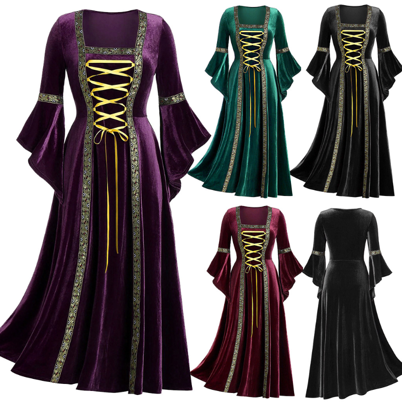 Disfraz medieval corto para mujer, vestidos de cóctel para mujer, talla grande, estilo gótico, vintage, vestido midi cruzado largo, Negro Disfraz medieval corto para mujer, vestidos de cóctel para mujer, talla grande, estilo gótico, vintage, vestido midi cruzado largo, Negro