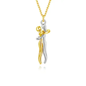 Romantische Rvs 18K Gold Metal Plating Sieraden Liefhebbers Paar Omhelzing Hanger Ketting Voor Vrouwen