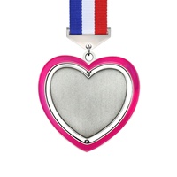 LY Trofeos al por mayor, medallas, placas, regalo para amantes, medalla en blanco con inserto de pegatina en forma de corazón para premios