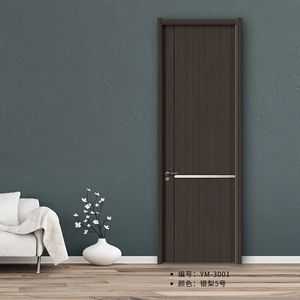 Puerta interior contemporánea de MDF con acabado de veta de madera y diseño de panel decorativo para uso en dormitorios - Product Image 2