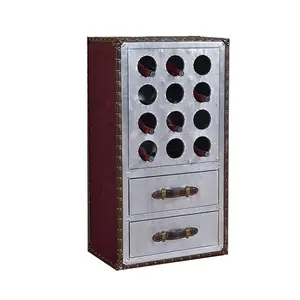 Vintage Liquor furniture aviator Trunk Bar Cabinet Aviator Aluminum Drinks Wine Cabinet for Home