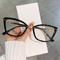 Lunettes de lecture photochromiques anti-lumière bleue tendance, design carré œil de chat, forme de visage diamant, monture en métal PC tendance