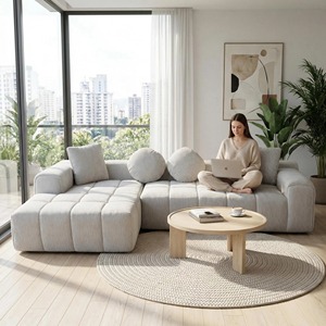 Sofá Moderno Comprimido y Empacado al Vacío para <span class=keywords><strong>Muebles</strong></span> de Sala, Sofá Modular de Lujo en Tela con Forma de L, Juego de Sofá Esquinero - Product Image 3