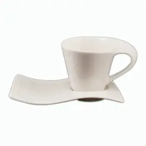 irregular unique shaped exotic white small 120 ml 4 oz espresso cup saucer cup sets for coffee and tea