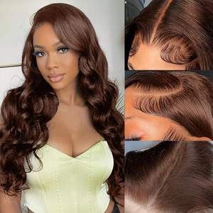 13*4 4# HD Transparent Dark Brown Big <strong>Wave</strong> Real Wig Small <strong>Cap</strong> Long Can Be Permed/Dyed Xuchang - Product Image 4