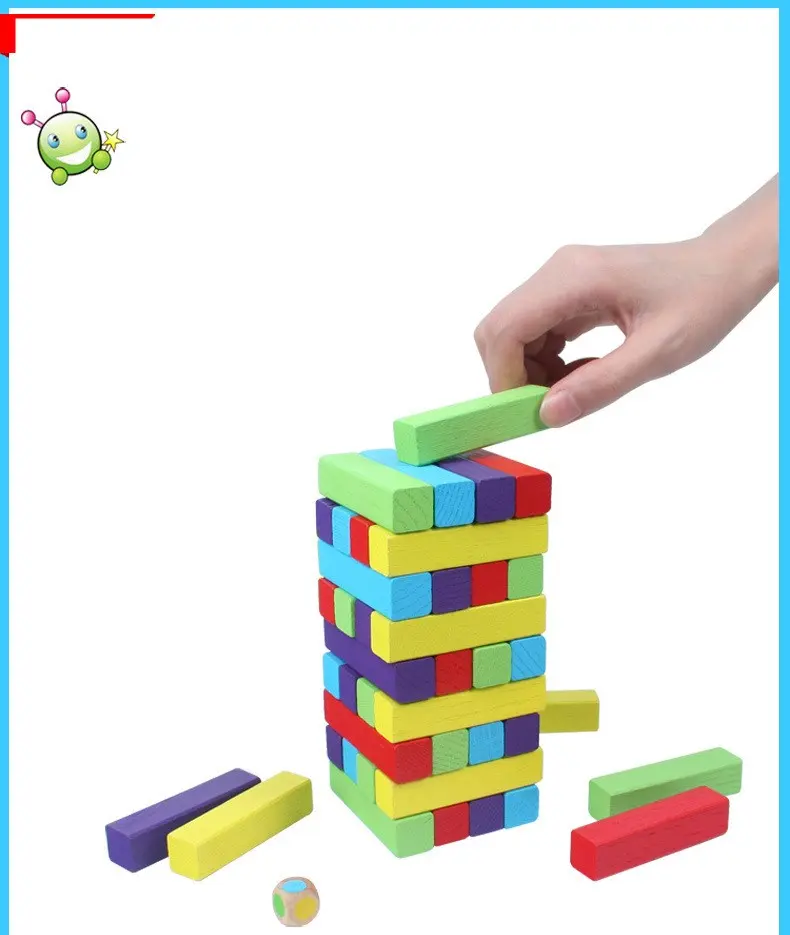 Crianças blocos de madeira brinquedos educativos crianças cor correspondente brinquedo caindo torre empilhamento placa jogos